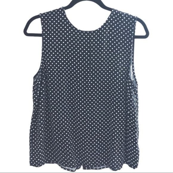 Popsugar Black White Polka Dot Button-Back Tank L - Picture 1 of 6